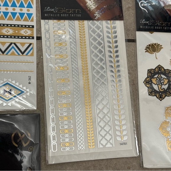 5 Sheets Boho Festival Temporary Metallic Flash Tattoos - Picture 4 of 6